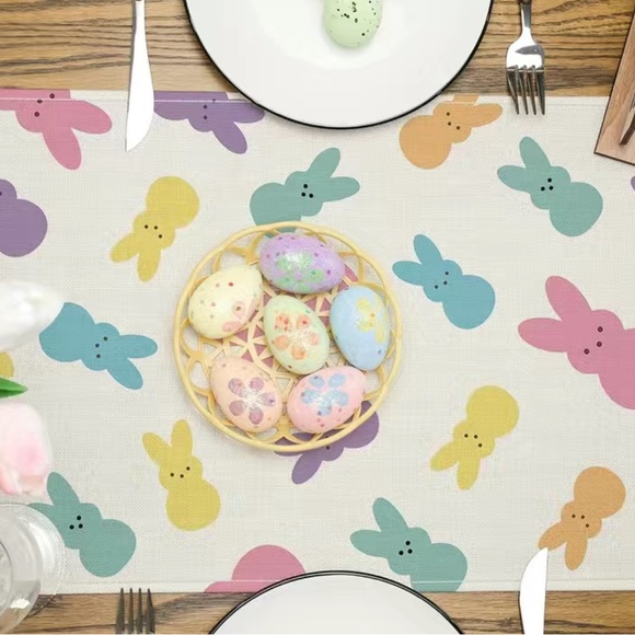 New Easter Table Runner, Easter Bunny Peep Spring Decorations Colorful 13x72 - Picture 4 of 4